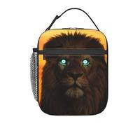 FWJZDSP Borsa termica per il pranzo The King Lion Glowing Eyes, riutilizzabile, impermeabile, per donne, uomini, lavoro, ufficio, picnic