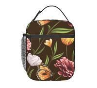 FWJZDSP Borsa termica per il pranzo vintage botanica con tasca frontale per donne e uomini, graziosa borsa per il pranzo, portapranzo per lavoro/ufficio/viaggi/picnic