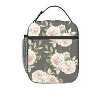 FWJZDSP Borsa termica portatile per il pranzo con bellissime rose floreali, riutilizzabile, per donne e uomini, per lavoro, picnic e campeggio.