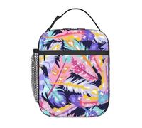 FWJZDSP Borse termiche per il pranzo per donne e uomini, borse termiche Boho Feather Lunch Tote Box riutilizzabili, borsa termica di grande capacità per lavoro, picnic o viaggi