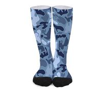 FWJZDSP Calzino tubolare mimetico militare blu astratto Calzini abbinati a colori stampati Sport Calze alte calde per unisex