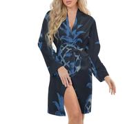 FWJZDSP Camicia da Notte con Stampa di Pino Nero da Donna, Vestaglia, Kimono, Vestaglia Corta, Damigelle d'Onore, San Valentino