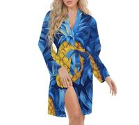 FWJZDSP Camicia da Notte da Donna con Stampa Blu e Gialla di Pino, Vestaglia, Kimono, Vestaglia Corta, Damigelle d'Onore, San Valentino