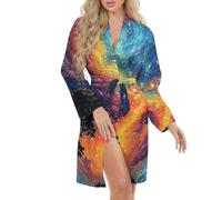 FWJZDSP Camicia da Notte da Donna con Stampa di Alberi e Cielo Stellato, Vestaglia, Kimono, Vestaglia Corta, Vestaglia Damigella d'Onore, San Valentino