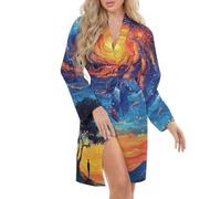 FWJZDSP Camicia da Notte da Donna con Stampa di Alberi e Cielo Stellato, Vestaglia, Kimono, Vestaglia Corta, Vestaglia Damigella d'Onore, San Valentino
