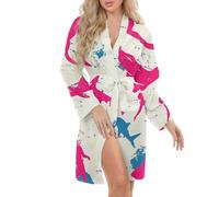 FWJZDSP Camicia da Notte da Donna con Stampa di squalo Blu Cielo, Vestaglia, Kimono, Vestaglia Corta, Vestaglia Damigella d'Onore, San Valentino