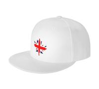 FWJZDSP Cappellino da Baseball con Visiera Piatta e Bandiera Britannica e Foglia d'Acero Canadese, Cappellino da Camionista ClassicHat per Uomo e Donna, Nero