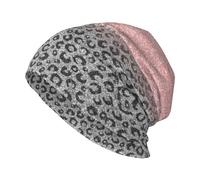 FWJZDSP Cappello a Cuffia Caldo e Morbido con Stampa Leopardata e Glitter Argento e Oro Rosa, Copricapo Anti-Cancro, Berretto da Corsa Morbido e Leggero, Berretto chemioterapico per Uomo e Donna