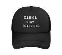 FWJZDSP Cappello da Camionista Karma is My Boyfriend in Rete per Uomo e Donna, Berretto da Baseball Nero