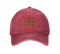 FWJZDSP Cappello da Camionista Wine'E M Dine'E M Sixty-Nine'E M, Berretto da Baseball Lavato da papà, Uomo e Donna