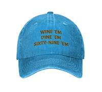 FWJZDSP Cappello da Camionista Wine'E M Dine'E M Sixty-Nine'E M, Berretto da Baseball Lavato da papà, Uomo e Donna