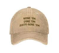 FWJZDSP Cappello da Camionista Wine'E M Dine'E M Sixty-Nine'E M, Berretto da Baseball Lavato da papà, Uomo e Donna