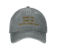 FWJZDSP Cappello da Camionista Wine'E M Dine'E M Sixty-Nine'E M, Berretto da Baseball Lavato da papà, Uomo e Donna