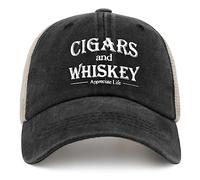 FWJZDSP Cappello da papà, Cappello da Camionista con Scritta Sigari e Whisky, apprezza la Vita, Cappello da Camionista, Cappello a Rete Divertente da Donna per L'Estate