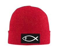 FWJZDSP Cappello Invernale da Uomo con Simbolo Cristiano del Pesce, Berretto Lavorato a Maglia, Berretto da Donna, Berretto Lavorato a Maglia, Berretto da Notte Nero