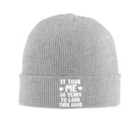 FWJZDSP Ci Ho Messo 50 Anni per Avere Questo bell'aspetto 8 Regali di Cappelli di Lana per Uomo, Cappelli Invernali per Donna, Berretto Lavorato a Maglia, Cappello Lavorato a Maglia Nero