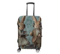 FWJZDSP Coniglietti che ascoltano con le cuffie, tico copribagaglio da viaggio, protezione per valigia con ruote