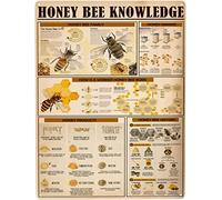FWJZDSP Conoscenza delle mellifere Cartelli in metallo Infografica sulla famiglia delle mellifere Poster Stampa retrò Poster Decorazione della parete del cortile della fattoria Targa 8x12 pollici