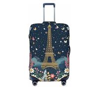 FWJZDSP Copertura per valigia da viaggio con motivo floreale della Torre di Parigi, elegante, elasticizzata, lavabile, antigraffio, adatta a bagagli da 18-21 pollici.