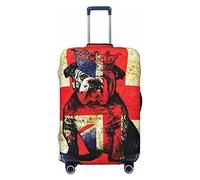 FWJZDSP Copri bagaglio da viaggio Bulldog britannico Bandiera del Regno Unito Union Jack Valigia Protezione elastica Copri bagaglio lavabile Grande