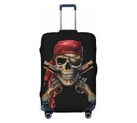 FWJZDSP Copri bagaglio da viaggio Capitano pirata Teschio Moschetti Teschi Valigia Protezione elastica Copri bagaglio lavabile Piccolo