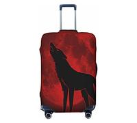FWJZDSP Copri bagaglio da viaggio Howling Wolf Blood Red Moon Valigia Protezione elastica Copri bagaglio lavabile Grande