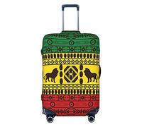 FWJZDSP Copri bagaglio da viaggio Leone Rasta Giamaica Modello tradizionale africano Valigia Protezione elastica Copri bagaglio lavabile Piccolo