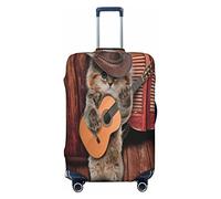 FWJZDSP Copri bagaglio da viaggio Paese Divertente chitarrista Gatto che suona la chitarra Valigia Protezione elastica Copri bagaglio lavabile Piccolo