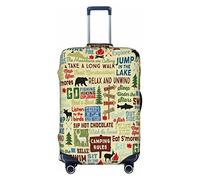 FWJZDSP Copri bagaglio da viaggio Vintage Happy Camping Words Camper Valigia Protezione elastica Copri bagaglio lavabile Grande