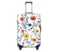 FWJZDSP Coprivaligia da viaggio con motivo floreale giallo-arancio, alla moda, elasticizzato, lavabile, antigraffio, adatto a valigie da 25-28 pollici.