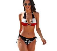 FWJZDSP Costume da Bagno Bikini a Due Pezzi da Donna con Lacci Laterali e Top Imbottito con Bandiera dell'Impero.