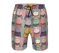 FWJZDSP Costume da Bagno da Uomo con tici ippopotami, ad Asciugatura Rapida, con Tasche.