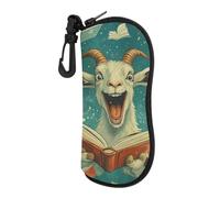 FWJZDSP Custodia morbida con cerniera a forma di capra che legge libri e occhiali, portatile e sicura, per uomo e donna.