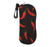 FWJZDSP Custodia morbida con cerniera per occhiali, modello Red Chili and Polka Dots, portatile e sicura, per uomo e donna.
