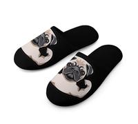 FWJZDSP Divertenti Pantofole in cotone da uomo con cane carlino Musculs Scarpe casual da casa con punta chiusa Pantofole da camera accoglienti per interni ed esterni