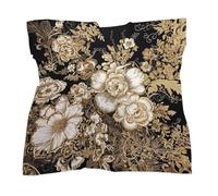 FWJZDSP Foulard con fiori in foglia d'oro, come foulard di seta, bandane leggere in raso alla moda capelli da donna, foulard boho, capelli, bandana, fascia capelli, fazzoletto, sciarpe d