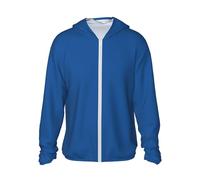 FWJZDSP Giacca con Cappuccio e Protezione Solare, Manica Lunga, Cerniera, UPF 50+, Maglietta Solare con Tasche per Donna e Uomo/Blu Onda del Mare