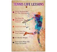 FWJZDSP Giocatore di tennis Targa in metallo Tennis Lezioni di vita Poster in latta Targa Club Decorazione da parete Home Office Coffee Shop Decorazione senza cornice 8x12 pollici