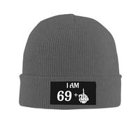 FWJZDSP Ho più di 69 Anni, Dito Medio, Divertente Berretto da Uomo per Il 70° Compleanno, Berretto da Donna, Berretto da Notte, Nero