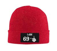 FWJZDSP Ho più di 69 Anni, Dito Medio, Divertente Berretto da Uomo per Il 70° Compleanno, Berretto da Donna, Berretto da Notte, Nero