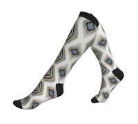 FWJZDSP Ikat-Geometrico-Folklore-Ornamento-Con-Diamanti-Tribal-Ethnic-Texture (2) Manicotti a compressione per polpaccio morbido elastico per uomo e donna, 1 nero