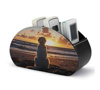 FWJZDSP Labrador Retriever che guarda il tramonto, porta telecomando, organizer per controller multimediali con 5 scomparti per cosmetici e articoli per ufficio