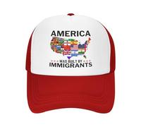 FWJZDSP l'America è Stata costruita dagli immigrati. Cappello a Rete. Sostieni i Diritti dei Rifugiati. Cappello da Baseball. Cappello da Camionista.