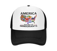 FWJZDSP l'America è Stata costruita dagli immigrati. Cappello a Rete. Sostieni i Diritti dei Rifugiati. Cappello da Baseball. Cappello da Camionista.