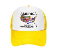 FWJZDSP l'America è Stata costruita dagli immigrati. Cappello a Rete. Sostieni i Diritti dei Rifugiati. Cappello da Baseball. Cappello da Camionista.