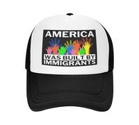 FWJZDSP l'America è Stata costruita dagli immigrati. Cappello a Rete. Sostieni i Diritti dei Rifugiati. Cappello da Baseball. Cappello da Camionista.