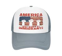 FWJZDSP l'America è Stata costruita dagli immigrati. Cappello a Rete. Sostieni i Diritti dei Rifugiati. Cappello da Baseball. Cappello da Camionista.