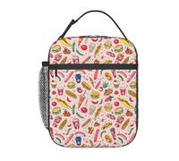 FWJZDSP Lunch Box Fast Food Fiesta per donne e uomini, Lunch Box isolato, Borsa per il pranzo riutilizzabile per ufficio, lavoro, picnic, viaggi