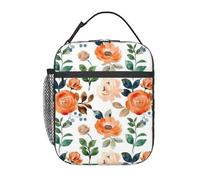 FWJZDSP Lunch box riutilizzabile per donne e adulti, borsa termica con motivo a rose e, borsa termica in poliestere per picnic, lavoro, viaggi, spiaggia o escursioni.