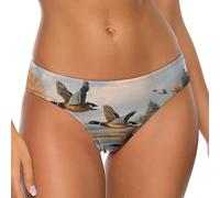 FWJZDSP Mutandine Elasticizzate da Donna con Stampa di Anatre Selvatiche in Volo sull'acqua, Bikini Morbido e Traspirante per Signore.